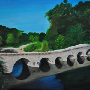 Le pont noyé  (acryl op doek 80x60cm)  -  2013  *VERKOCHT*
