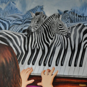 Playing the zebriano (olieverf op paneel 50x60cm) - 2018 *€895